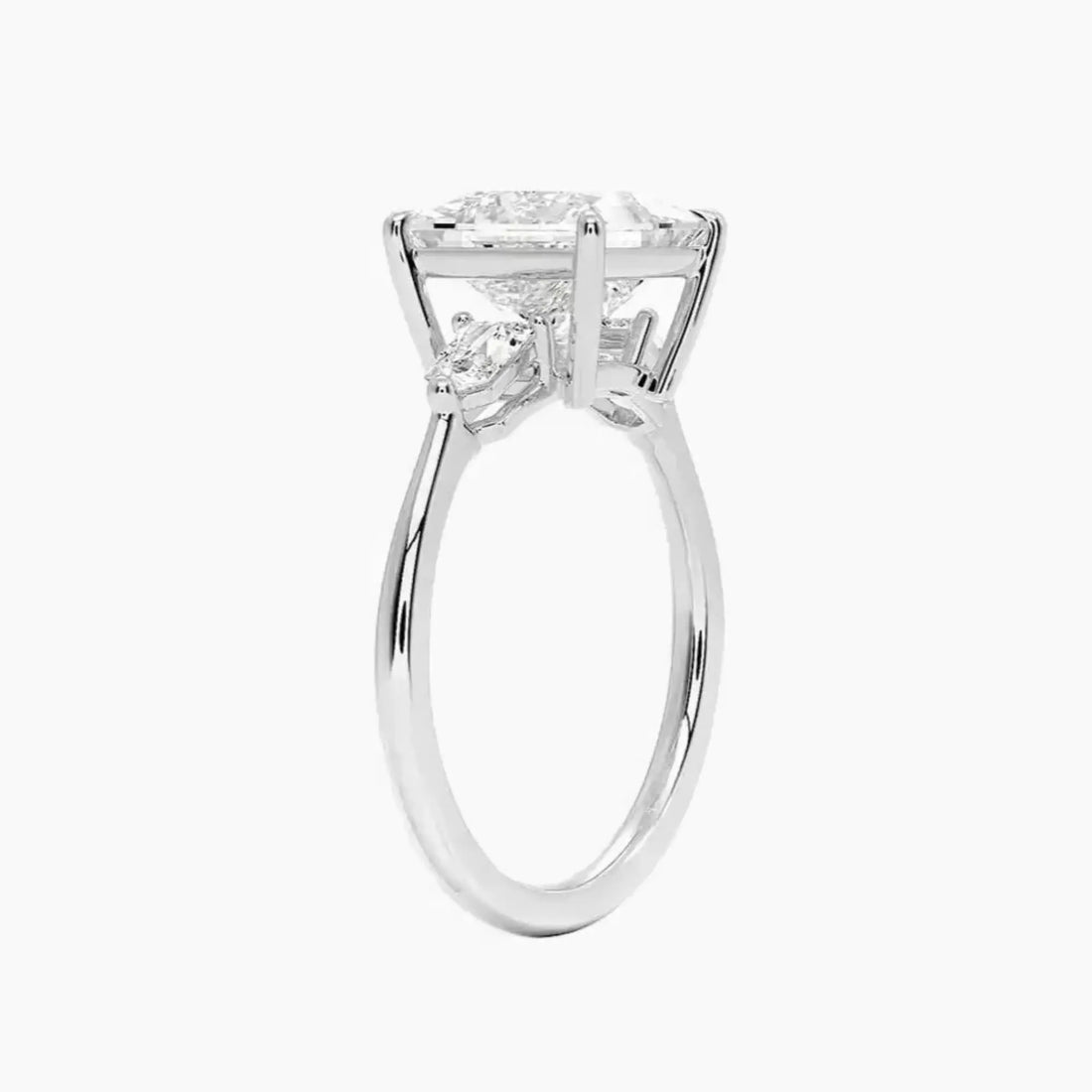 Thalassa Princess Three Stone Diamond Ring Setting in 14K White Gold