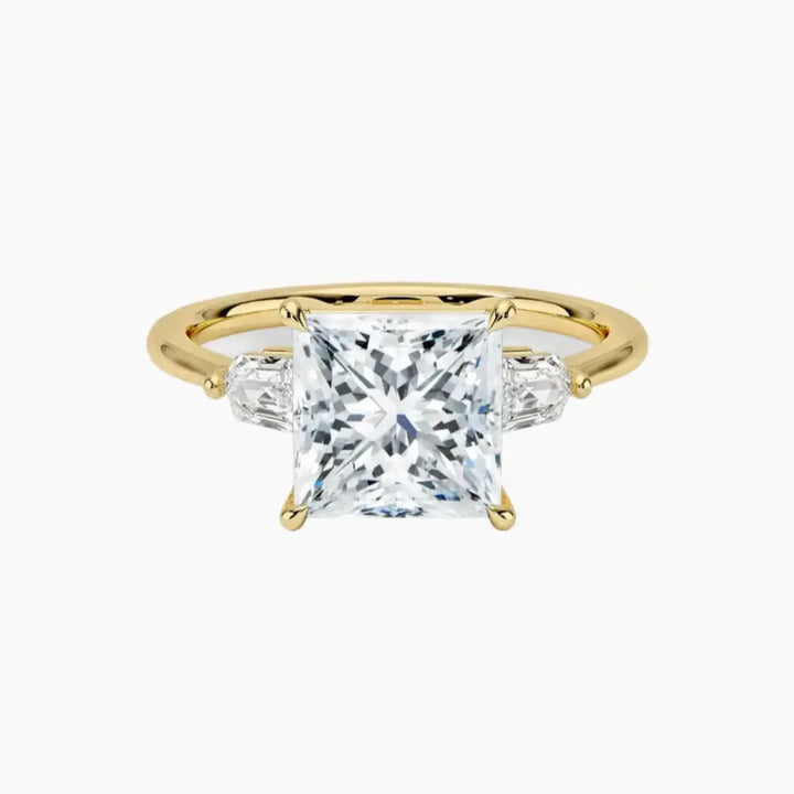 Thalassa Princess Three Stone 3 Carat Lab Grown Diamond Engagement Ring in 18K Yellow Gold