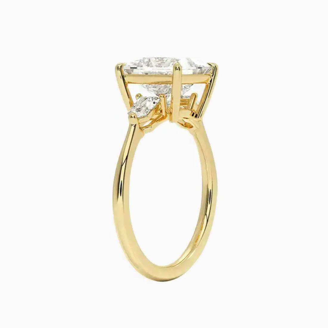 Thalassa Princess Three Stone Diamond Ring Setting in 14K Yellow Gold