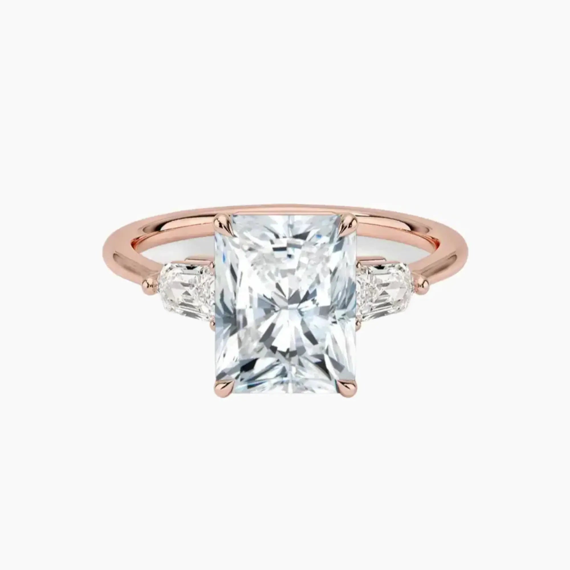 Thalassa Radiant Three Stone 1.5 Carat Lab Grown Diamond Engagement Ring in 14K White Gold