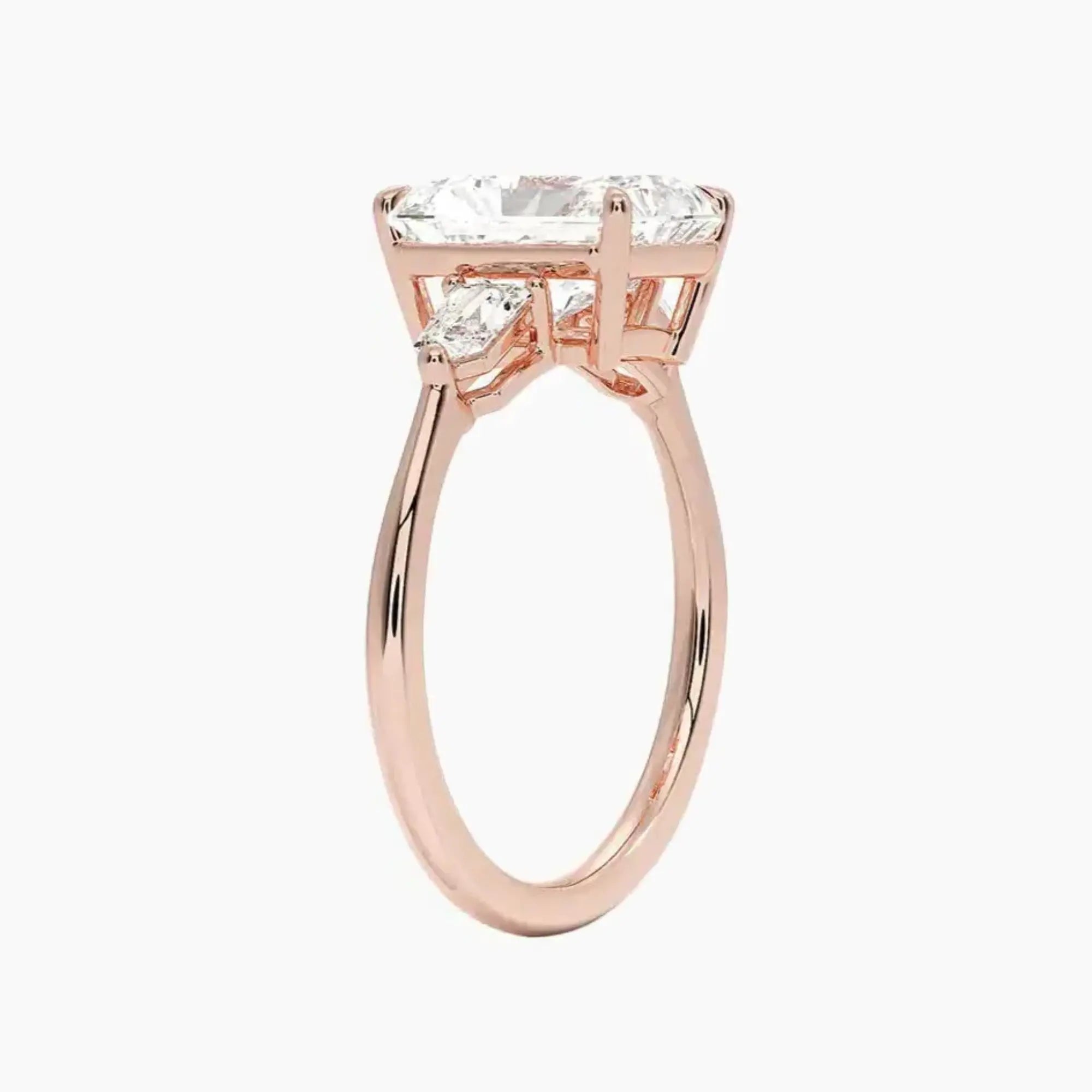 Thalassa Radiant Three Stone Diamond Ring Setting in 14K Yellow Gold