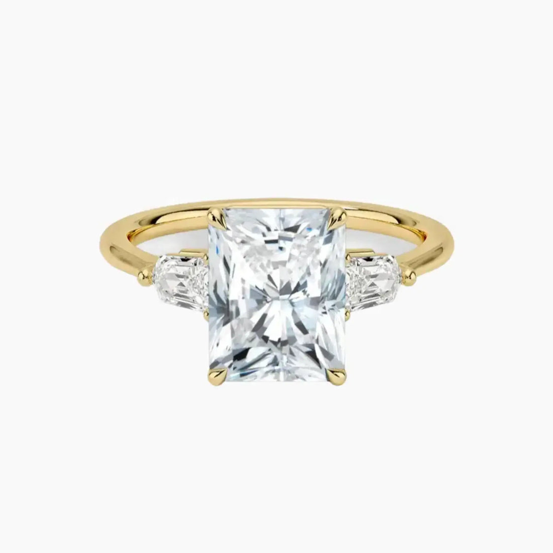 Thalassa Radiant Three Stone 2.5 Carat Lab Grown Diamond Engagement Ring in 14K Rose Gold