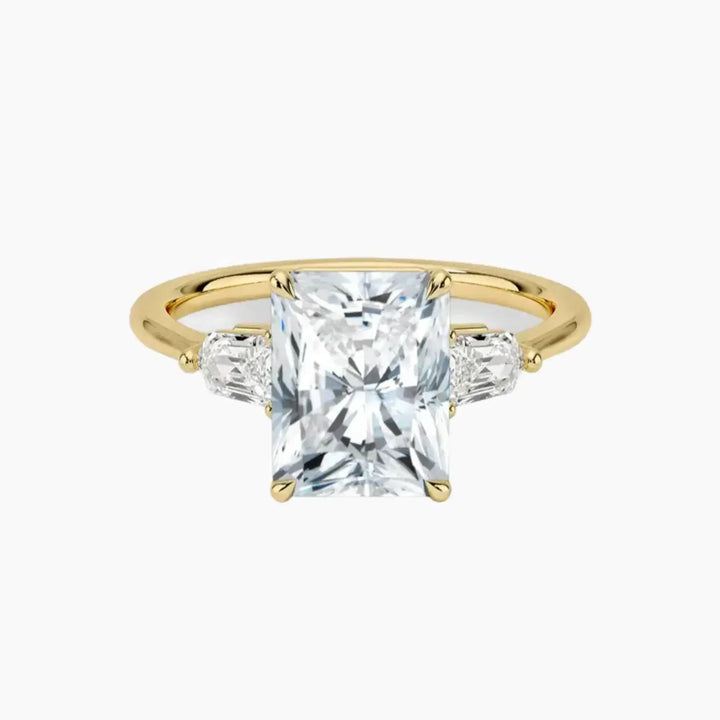 Thalassa Radiant Three Stone 1.5 Carat Lab Grown Diamond Engagement Ring in 14K Yellow Gold