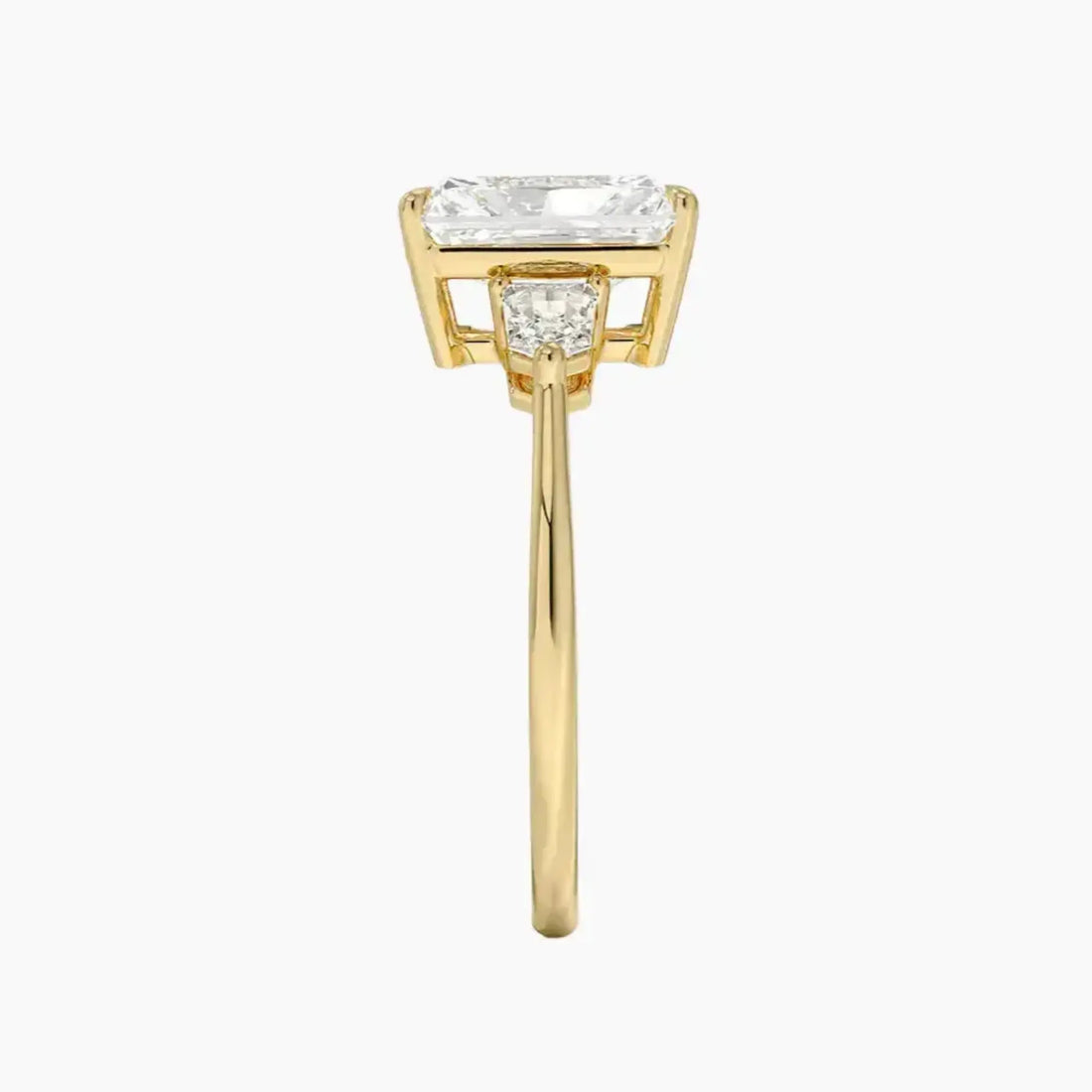 Thalassa Radiant Three Stone Diamond Ring Setting in 14K Yellow Gold