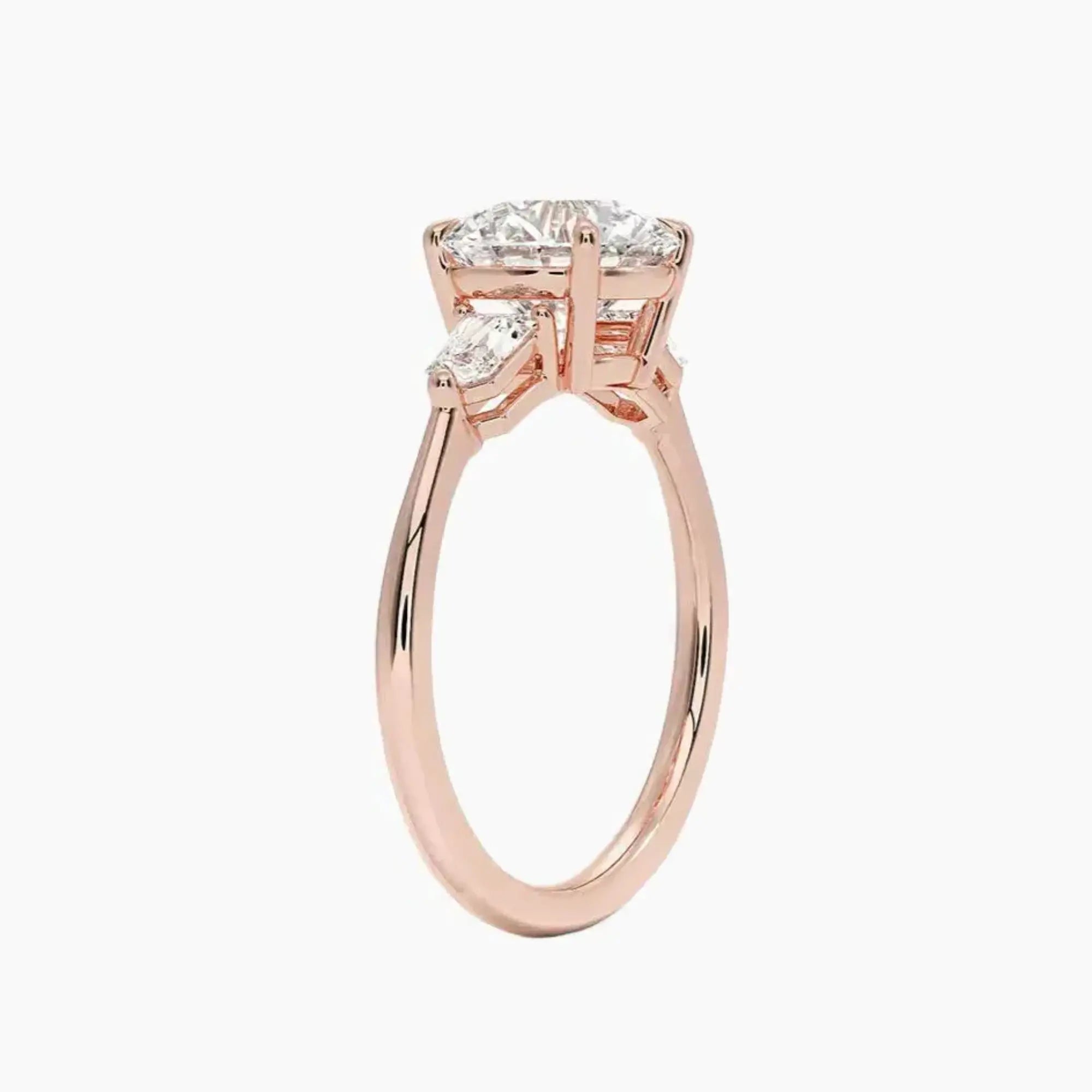Thalassa Round Three Stone 2.5 Carat Lab Grown Diamond Engagement Ring in 14K White Gold