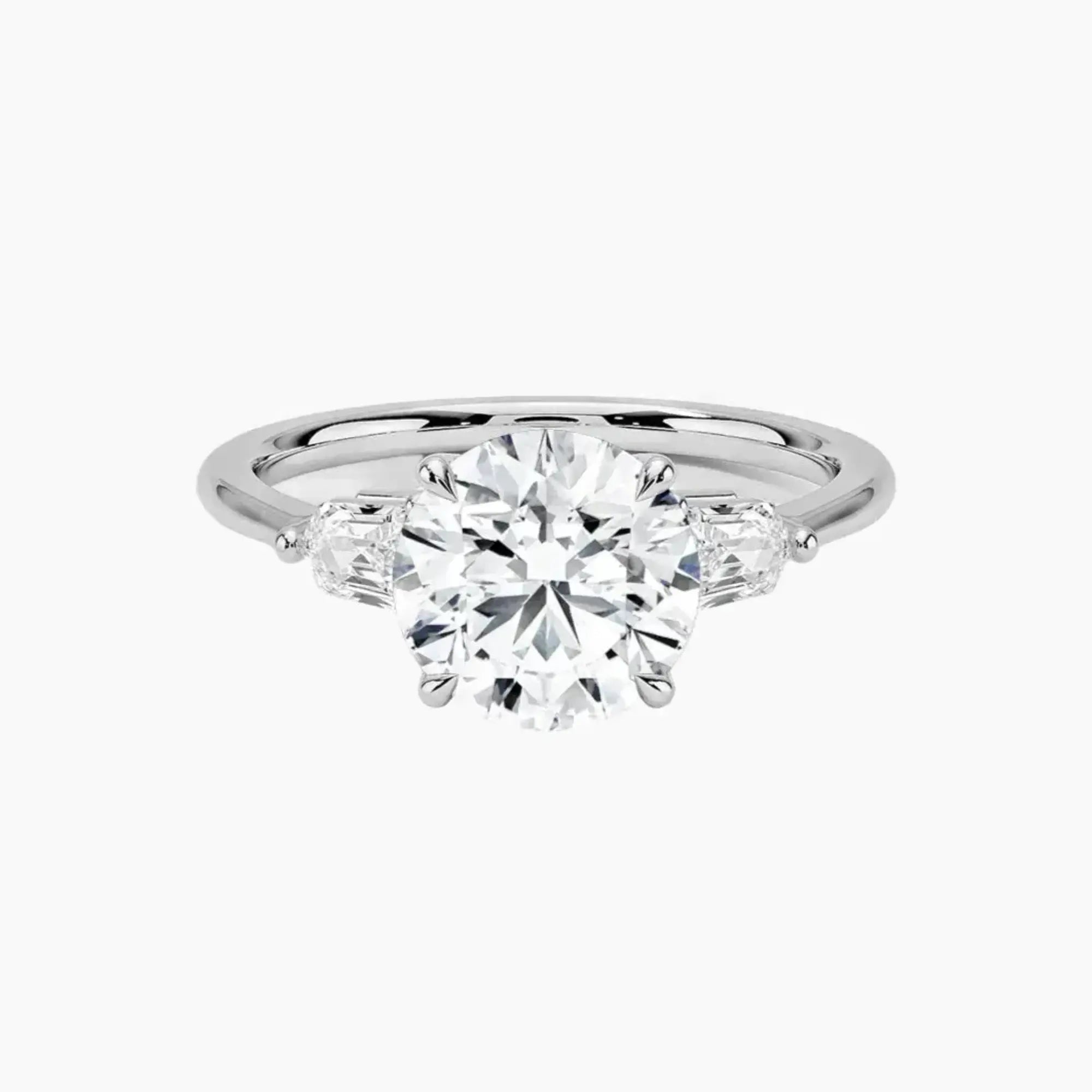 Thalassa Round Three Stone 1 Carat Lab Grown Diamond Engagement Ring in 14K White Gold