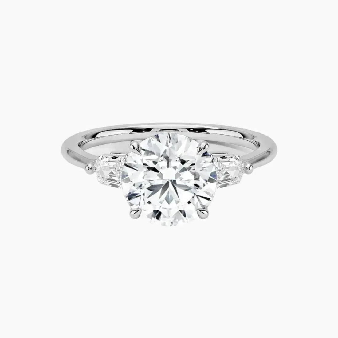 Thalassa Round Three Stone 1 Carat Lab Grown Diamond Engagement Ring in 14K White Gold