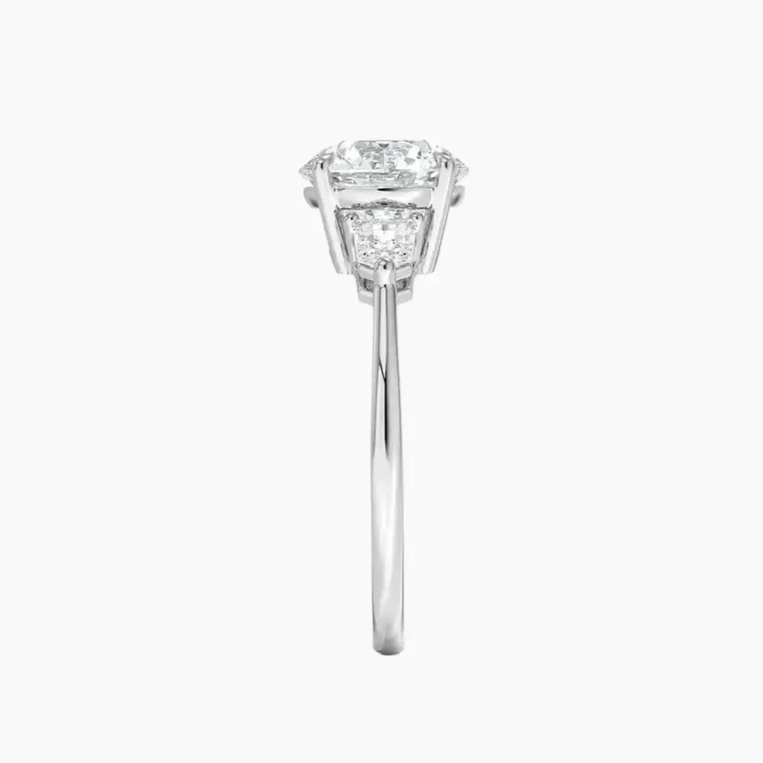 Thalassa Round Three Stone 3 Carat Lab Grown Diamond Engagement Ring in 18K Yellow Gold