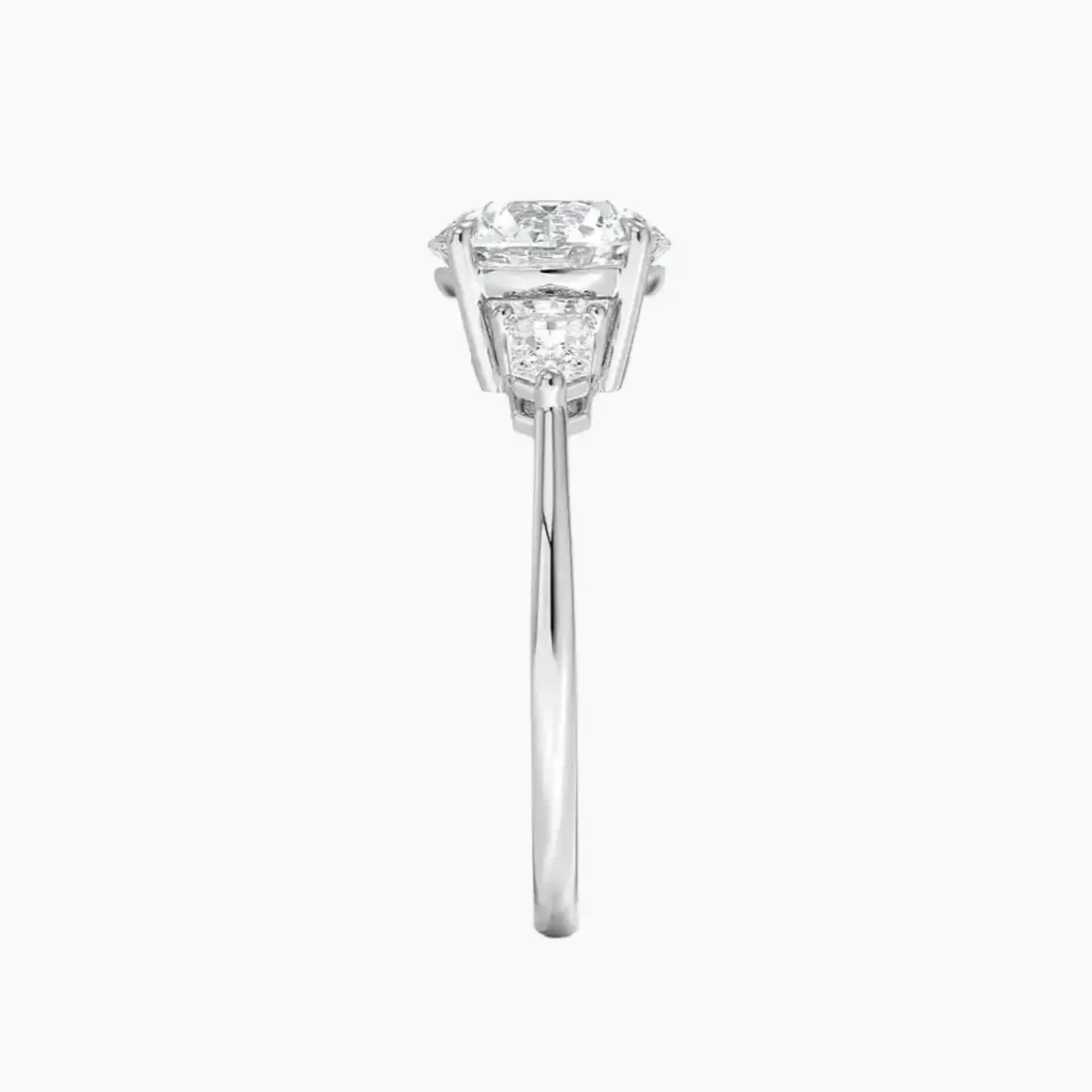 Thalassa Round Three Stone 1 Carat Lab Grown Diamond Engagement Ring in 18K White Gold