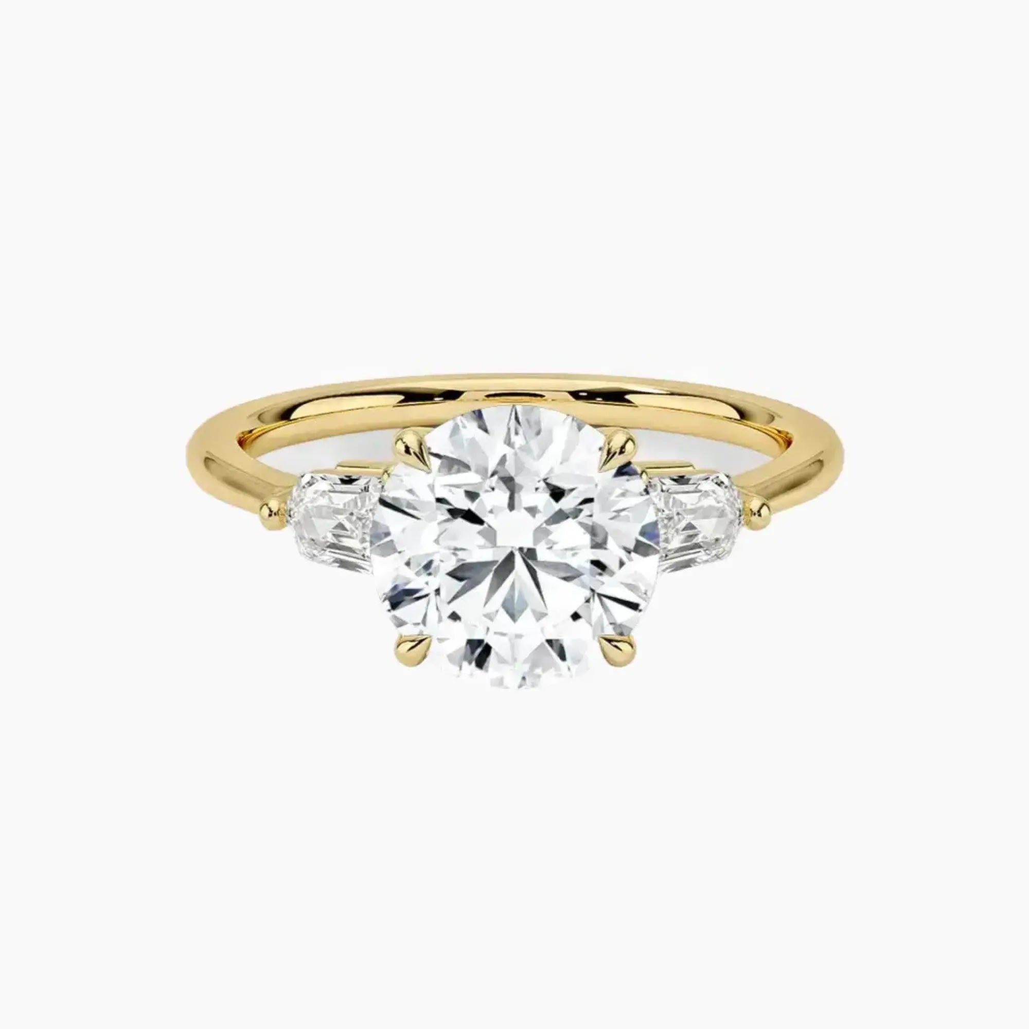 Thalassa Round Three Stone Diamond Ring Setting in 14K Yellow Gold