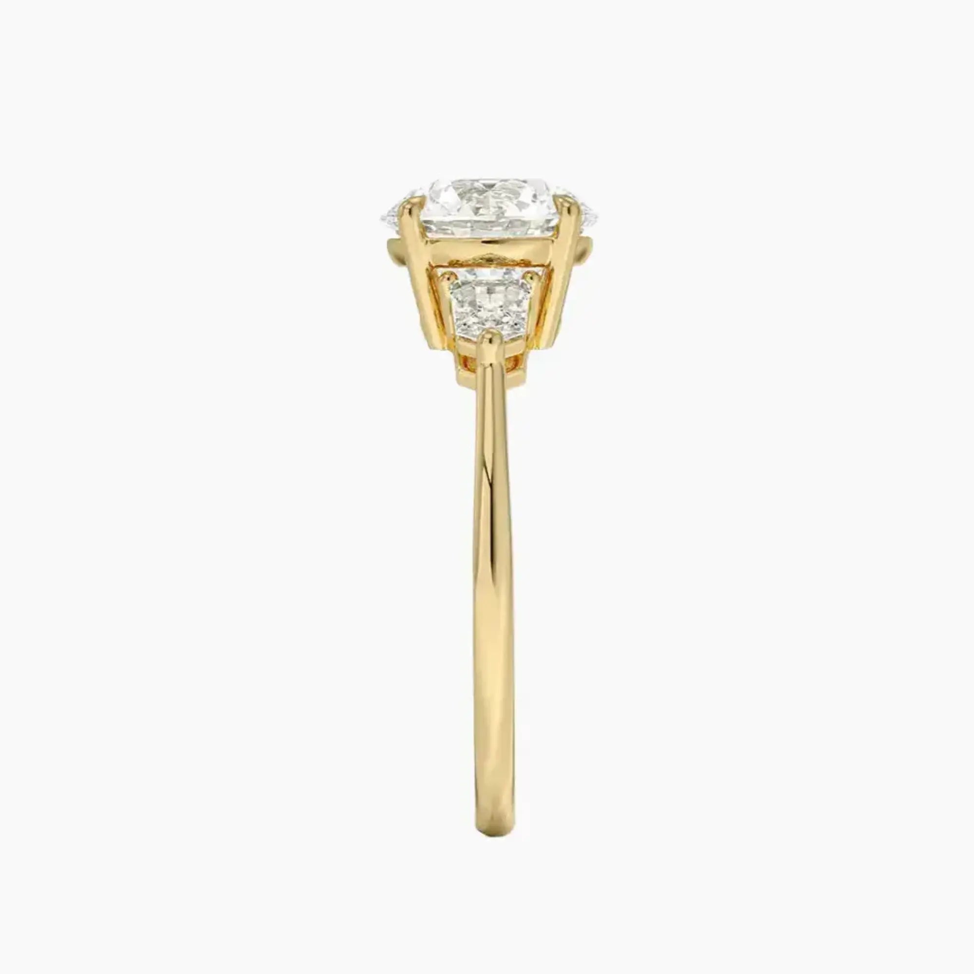 Thalassa Round Three Stone 2.5 Carat Lab Grown Diamond Engagement Ring in 14K Yellow Gold