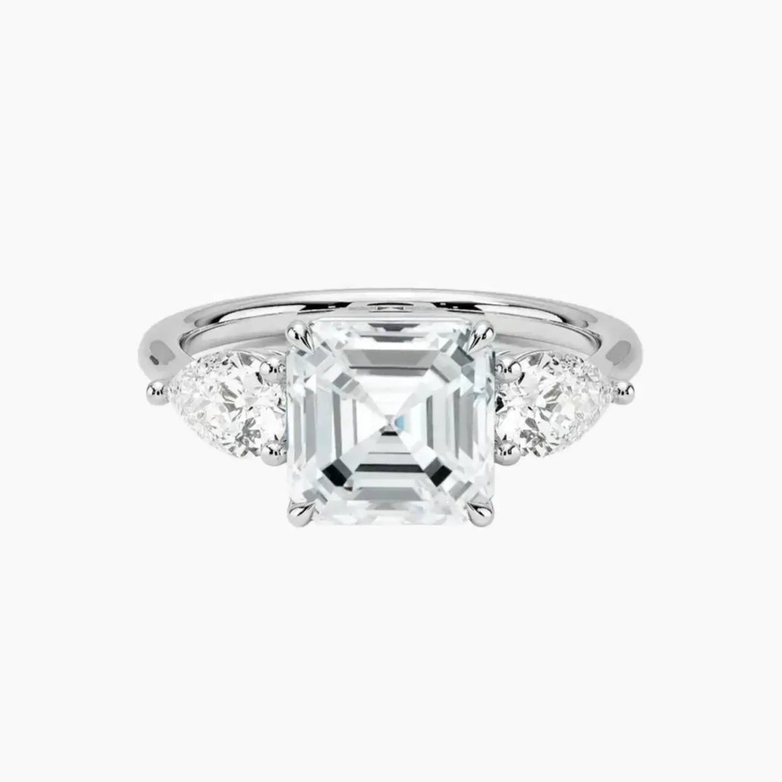 Calliope Asscher Three Stone Diamond Ring Setting in 18K Rose Gold