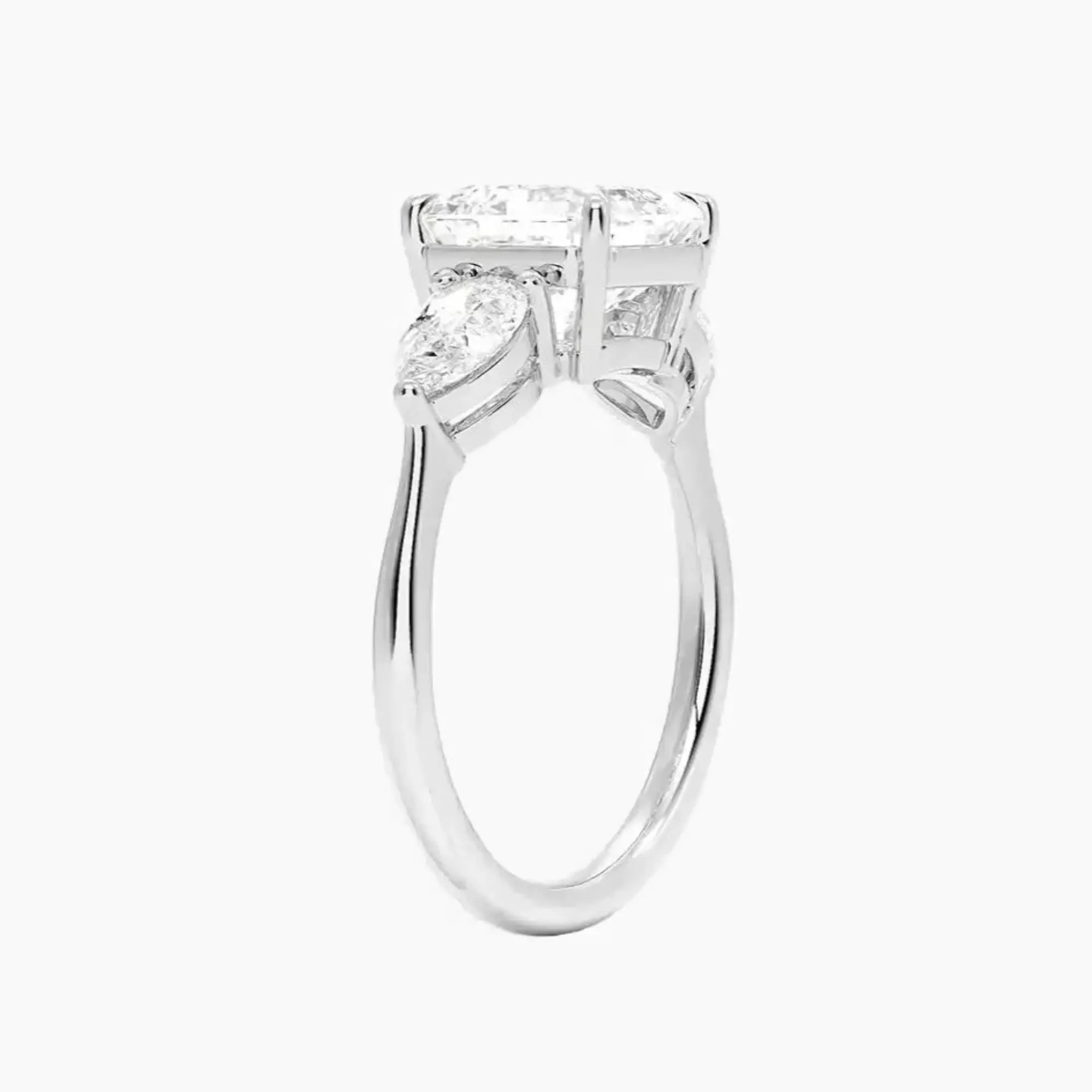 Calliope Asscher Three Stone Diamond Ring Setting in 18K White Gold