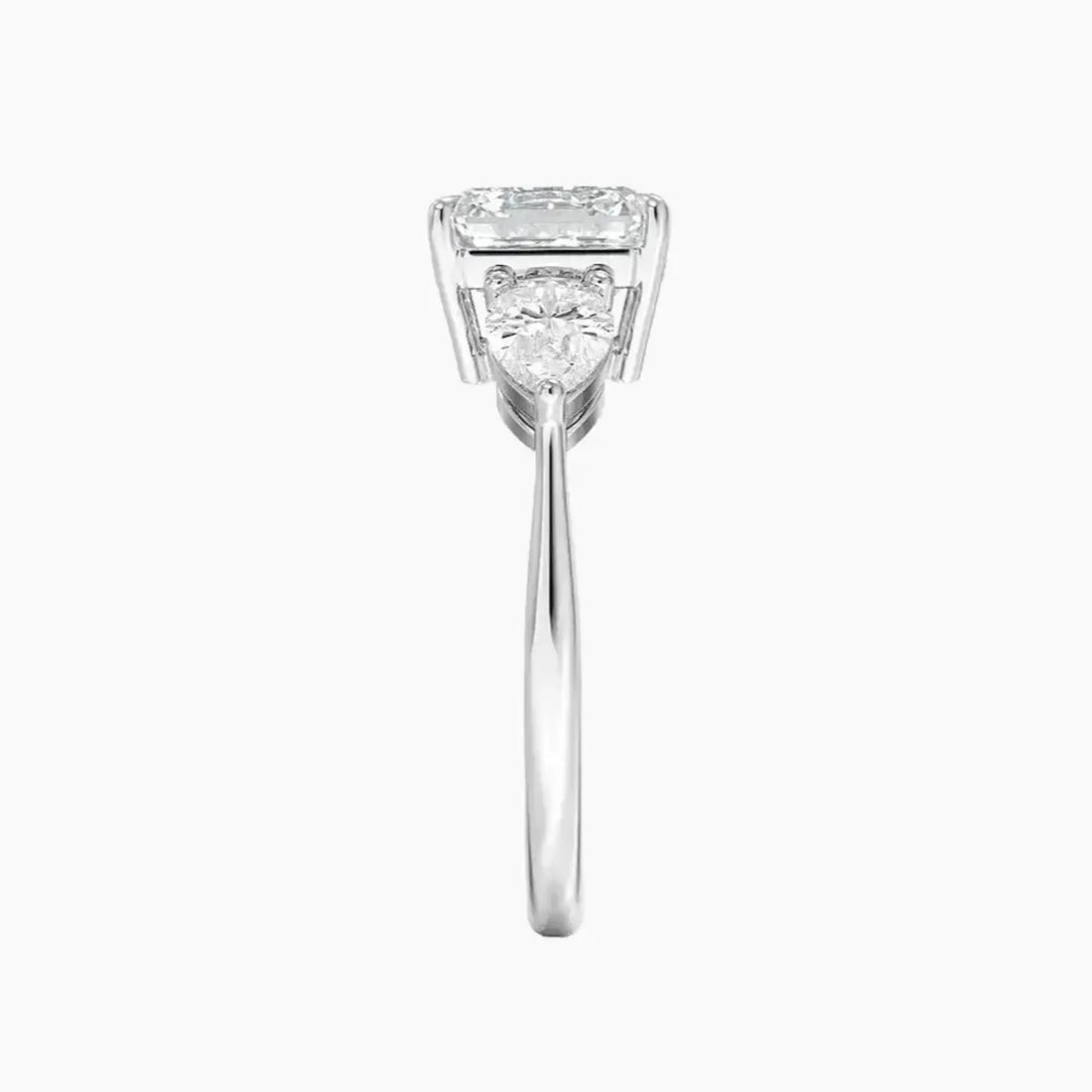 Calliope Asscher Three Stone Diamond Ring Setting in 14K Rose Gold
