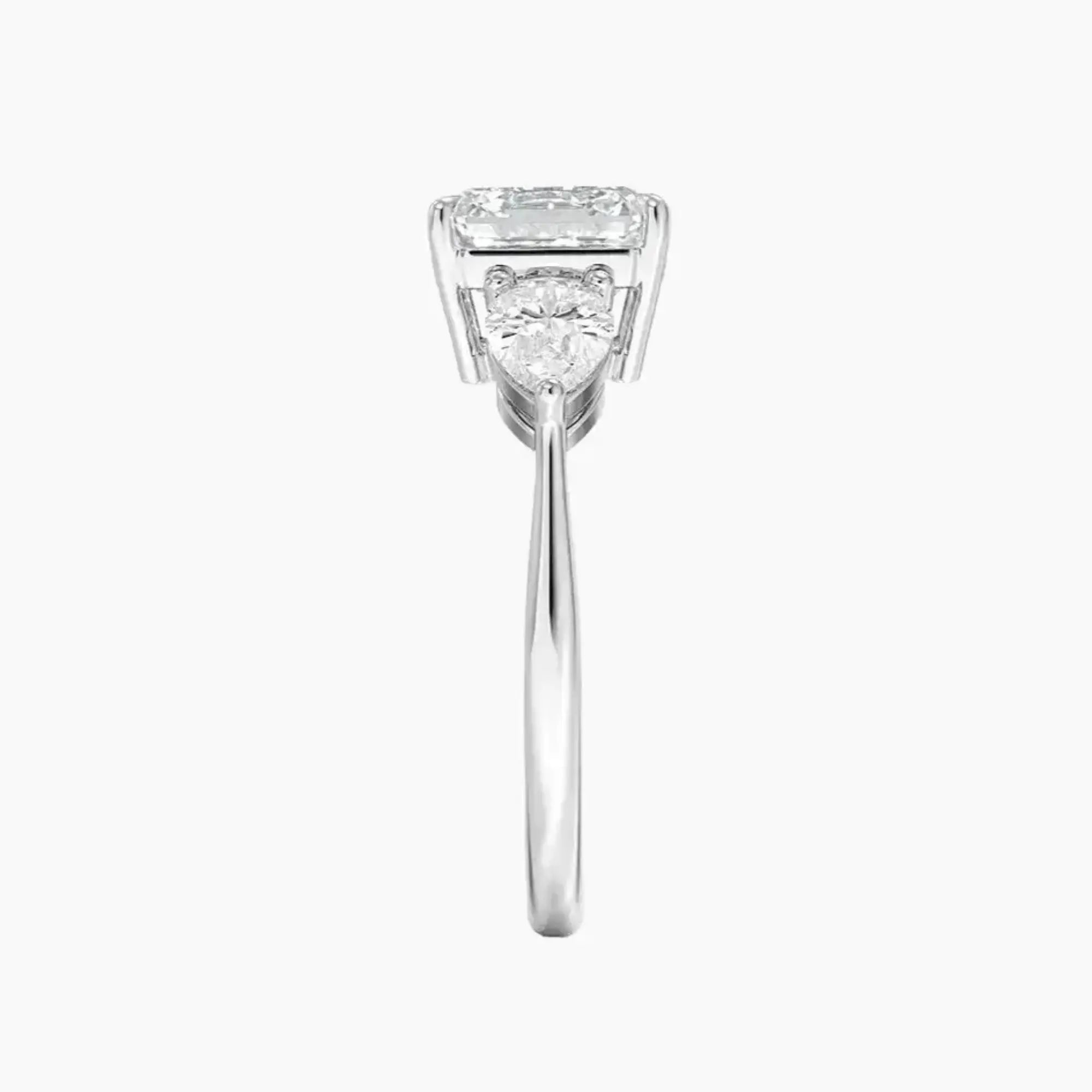 Calliope Asscher Three Stone Diamond Ring Setting in 18K Yellow Gold