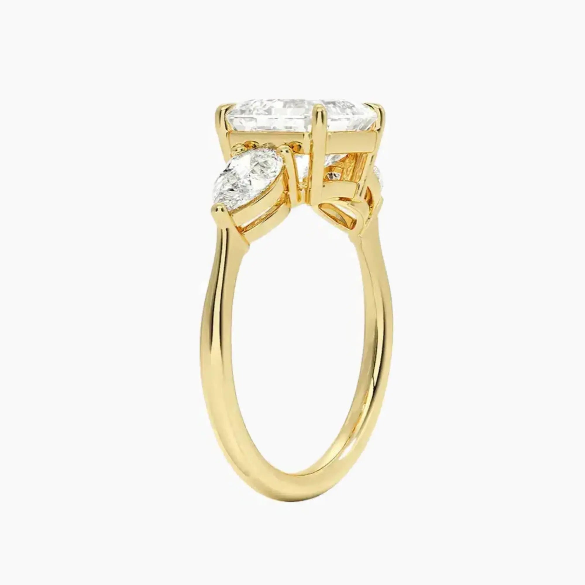 Calliope Asscher Three Stone Diamond Ring Setting in 18K White Gold
