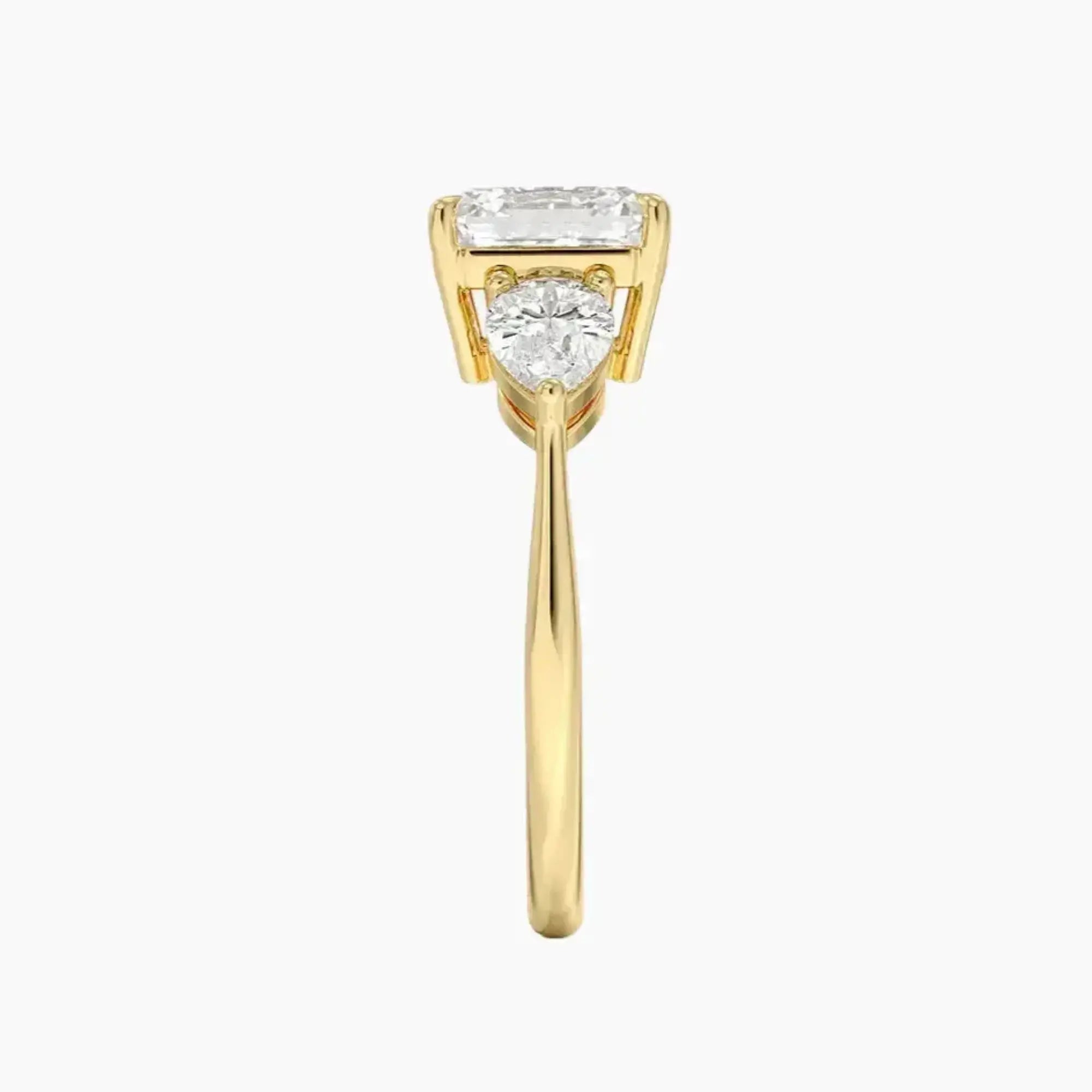 Calliope Asscher Three Stone Diamond Ring Setting in 14K Rose Gold