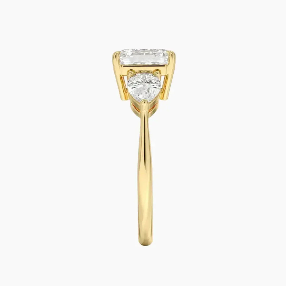 Calliope Asscher Three Stone Diamond Ring Setting in 14K Rose Gold