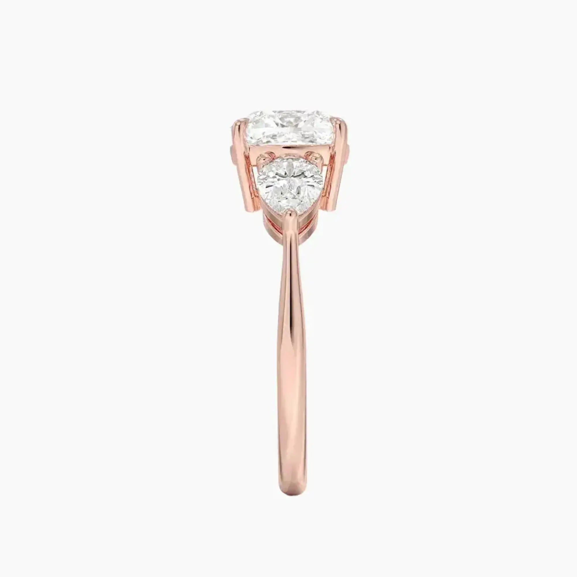 Calliope Cushion Three Stone 3 Carat Lab Grown Diamond Engagement Ring in 14K Yellow Gold