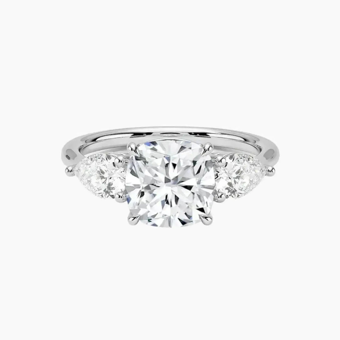 Calliope Cushion Three Stone Diamond Ring Setting in 18K Rose Gold