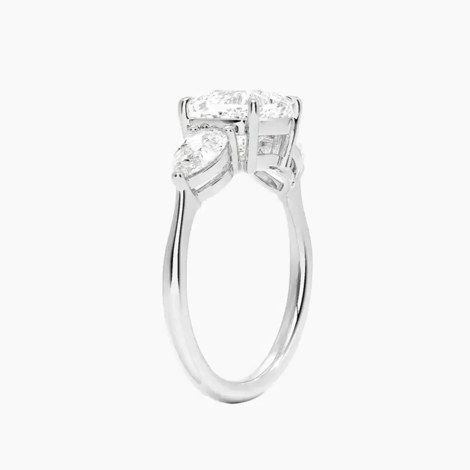 Calliope Cushion Three Stone Diamond Ring Setting in 18K White Gold