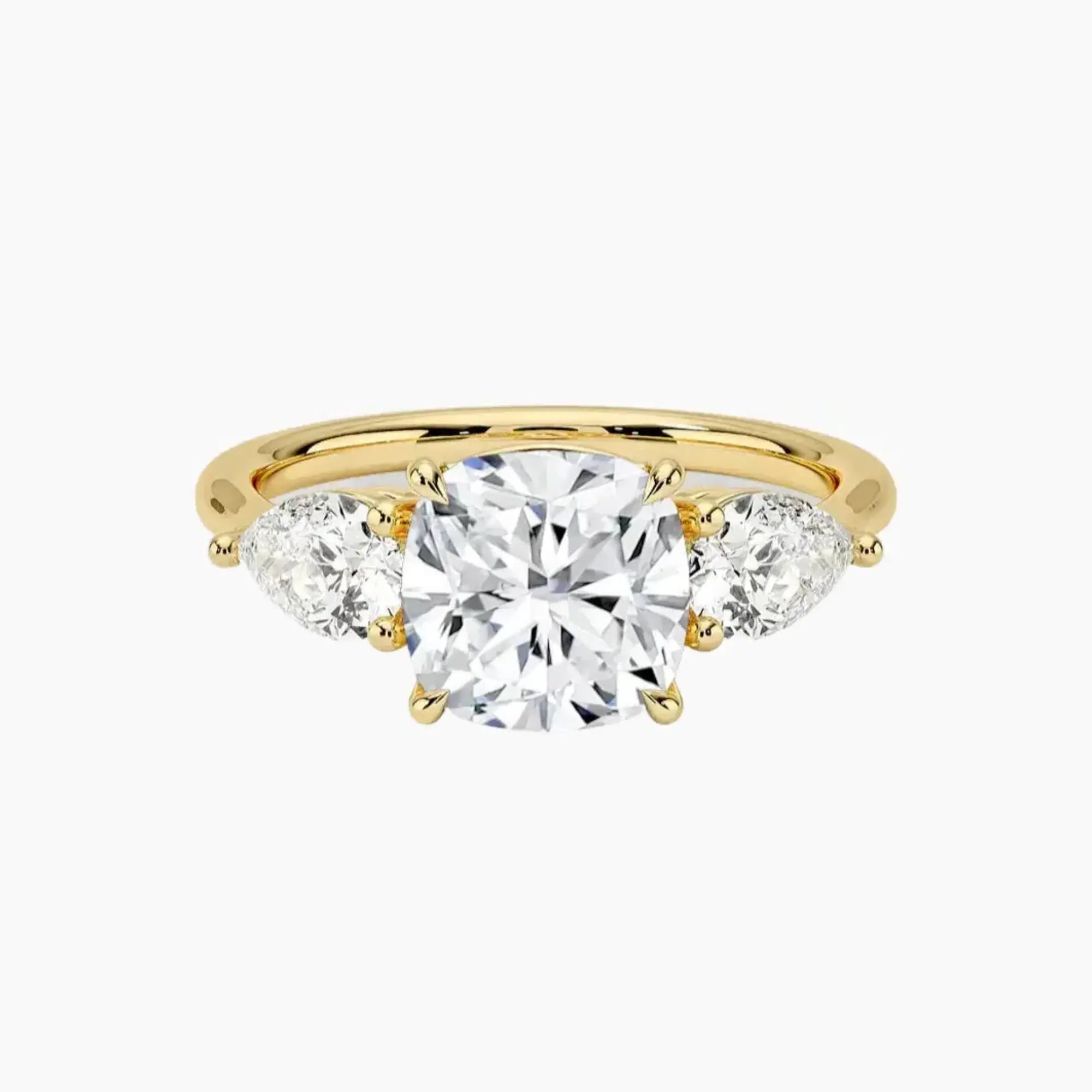 Calliope Cushion Three Stone Diamond Ring Setting in 18K Rose Gold