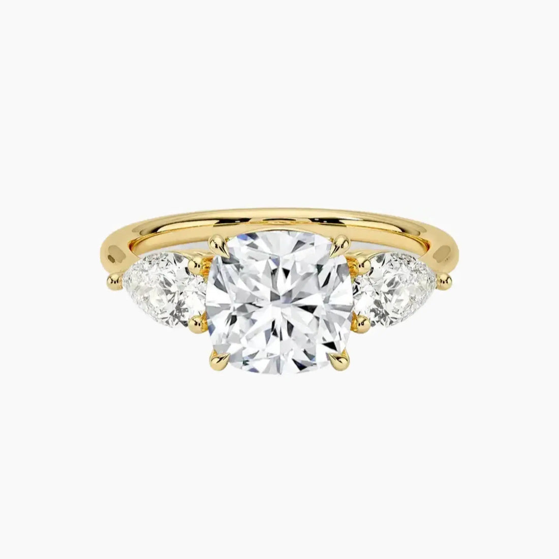 Calliope Cushion Three Stone Diamond Ring Setting in 18K Rose Gold