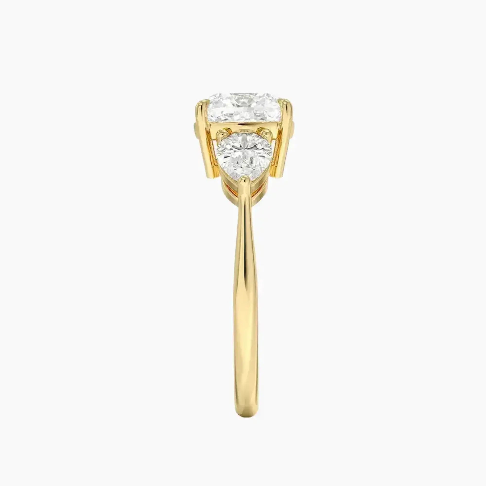 Calliope Cushion Three Stone 3 Carat Lab Grown Diamond Engagement Ring in 18K White Gold