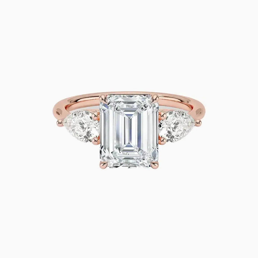 Calliope Emerald Three Stone Diamond Ring Setting in 18K White Gold