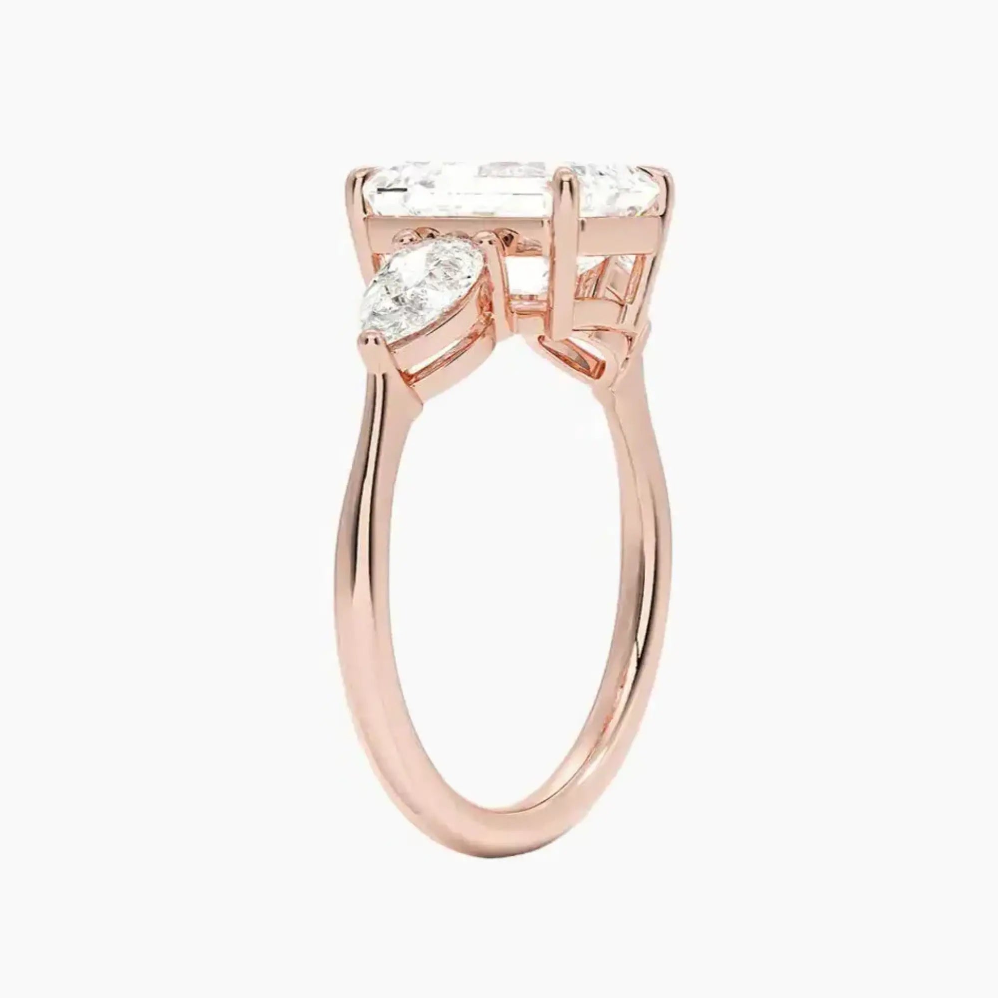 Calliope Emerald Three Stone 2 Carat Lab Grown Diamond Engagement Ring in 18K Yellow Gold