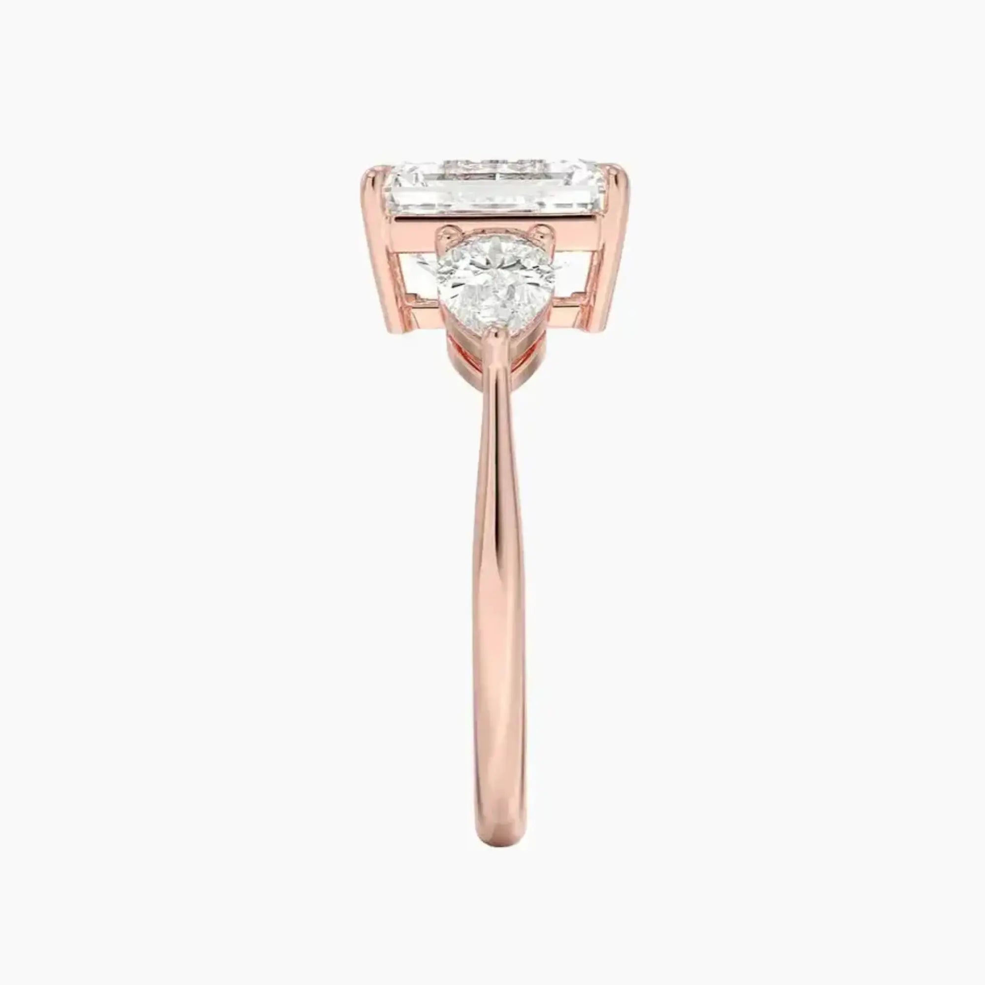 Calliope Emerald Three Stone Diamond Ring Setting in 14K Rose Gold