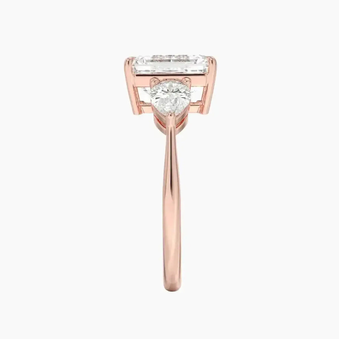 Calliope Emerald Three Stone 2.5 Carat Lab Grown Diamond Engagement Ring in 14K White Gold