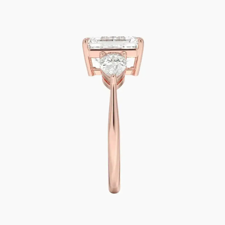 Calliope Emerald Three Stone 3 Carat Lab Grown Diamond Engagement Ring in 18K Yellow Gold