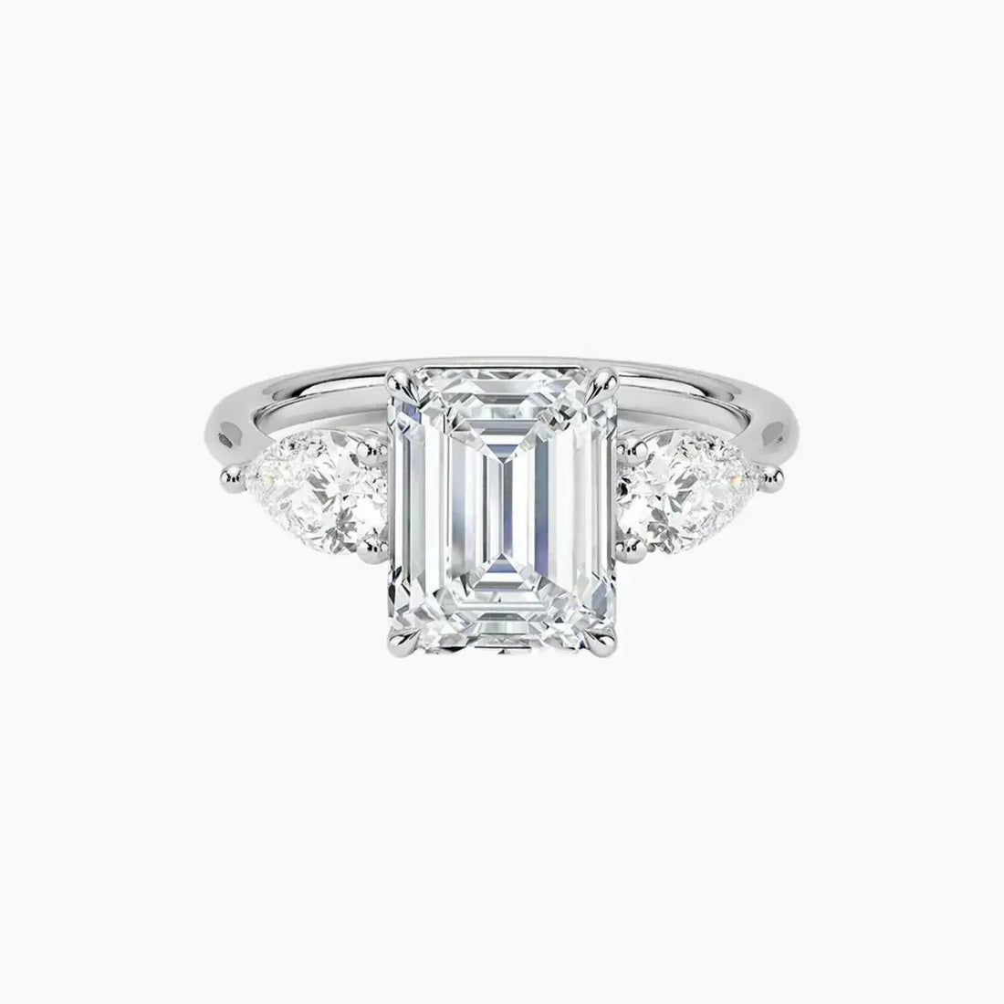Calliope Emerald Three Stone 3 Carat Lab Grown Diamond Engagement Ring in 18K Rose Gold