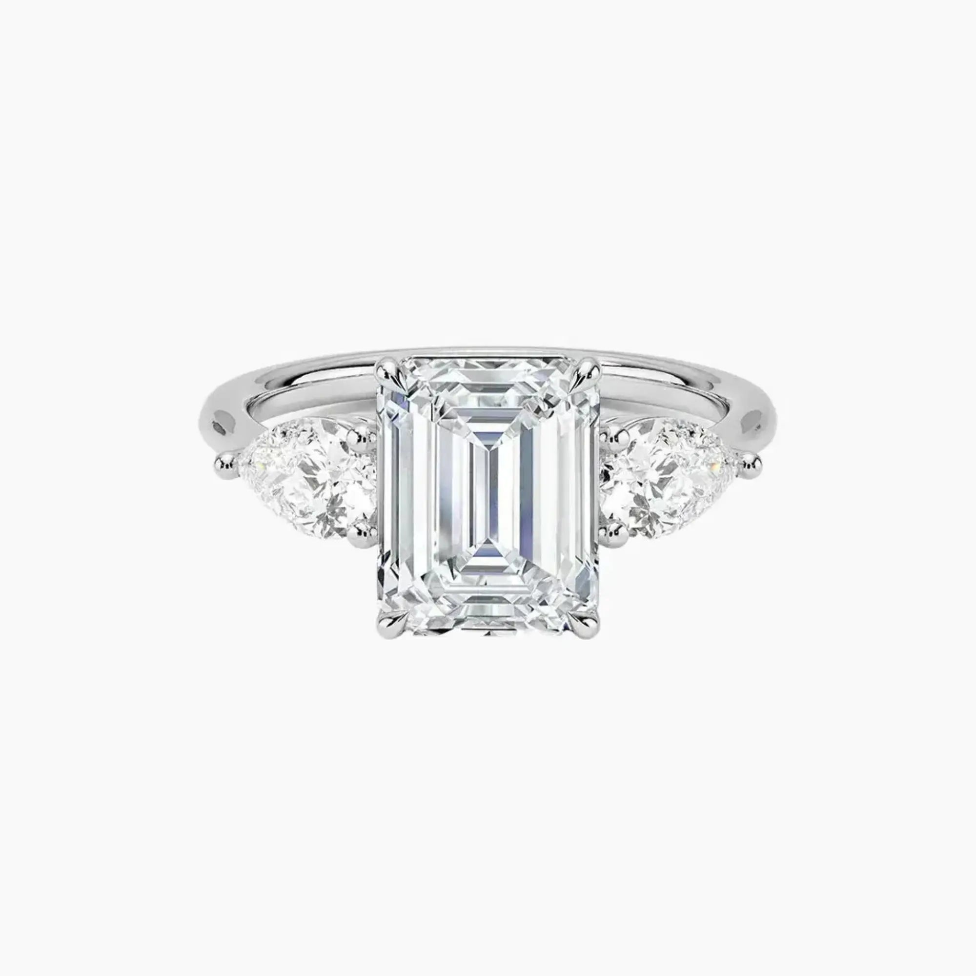 Calliope Emerald Three Stone Diamond Ring Setting in 18K Rose Gold