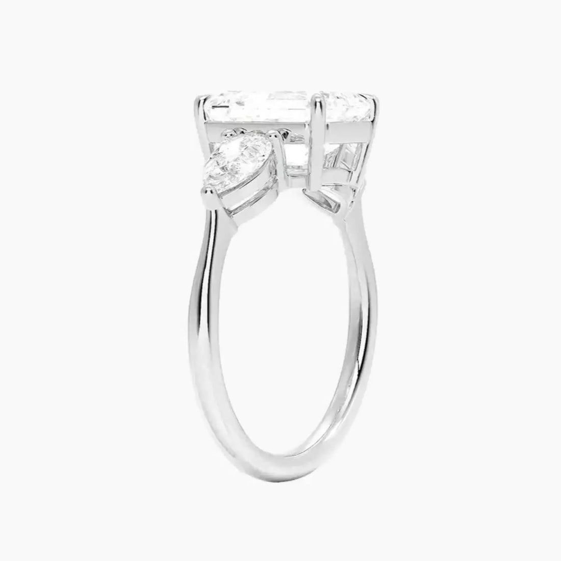 Calliope Emerald Three Stone 3 Carat Lab Grown Diamond Engagement Ring in 14K White Gold