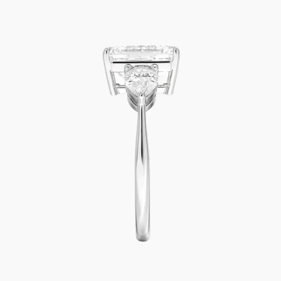 Calliope Emerald Three Stone Diamond Ring Setting in 18K Rose Gold