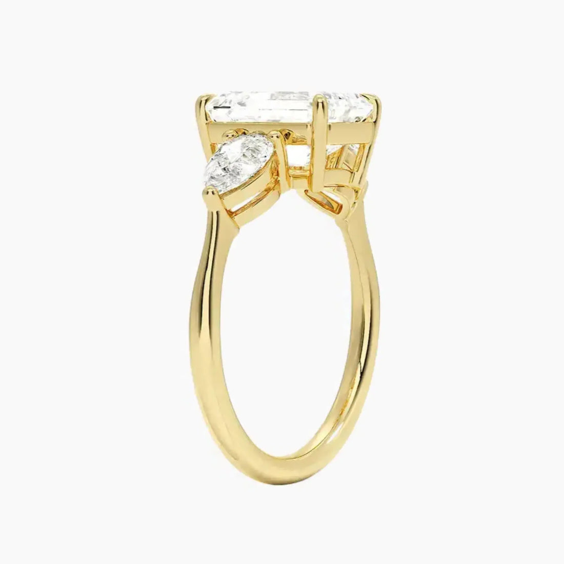 Calliope Emerald Three Stone Diamond Ring Setting in 14K White Gold
