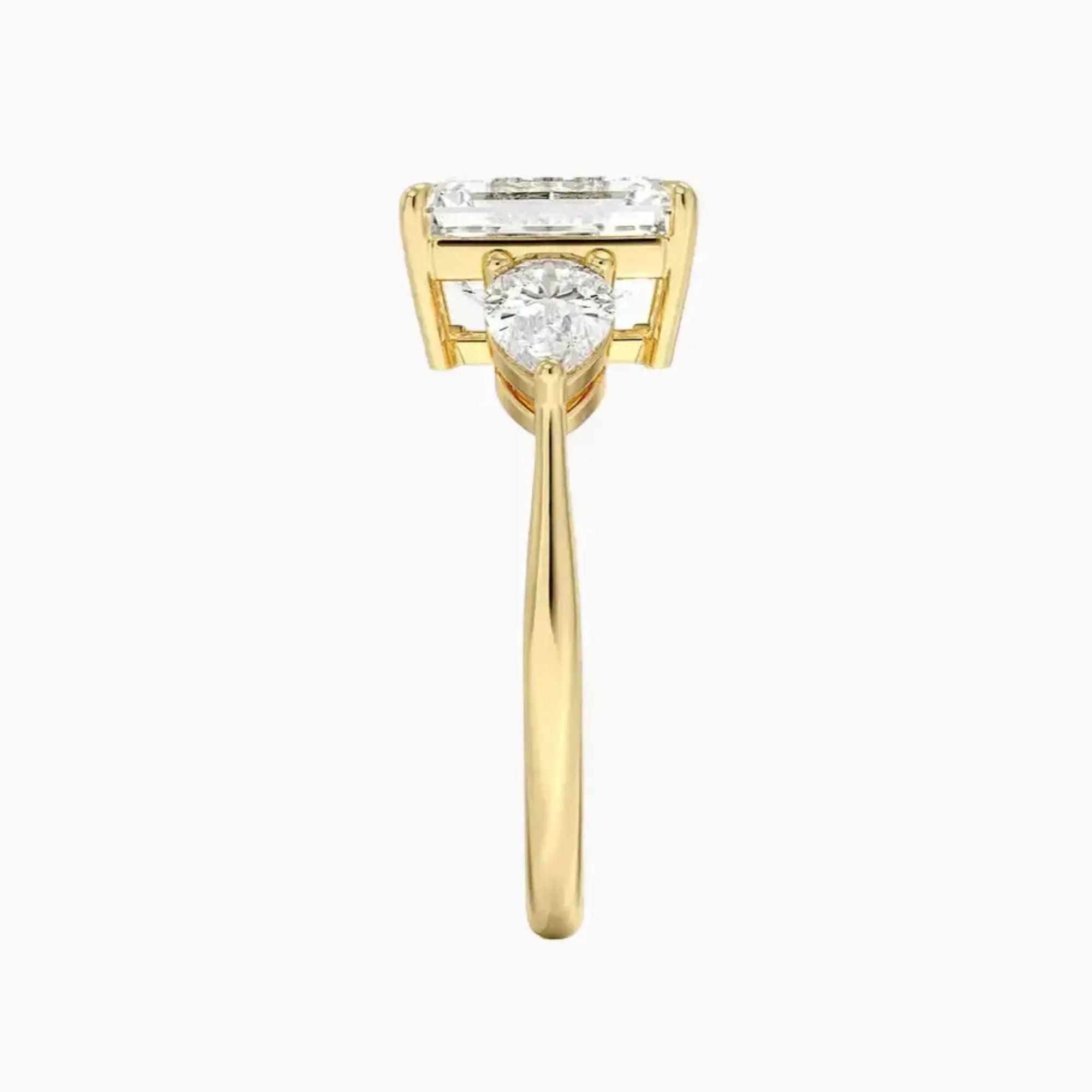 Calliope Emerald Three Stone Diamond Ring Setting in 14K Rose Gold