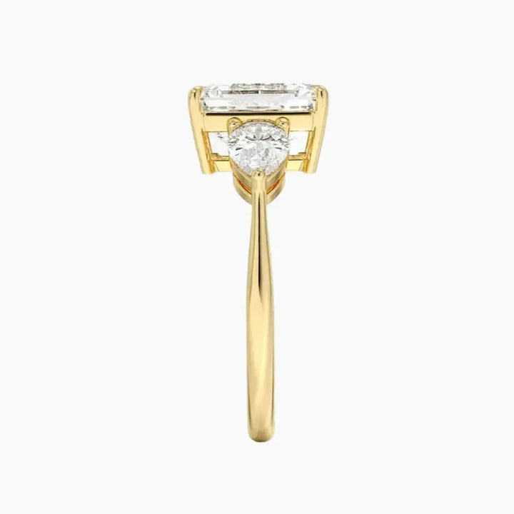 Calliope Emerald Three Stone Diamond Ring Setting in 14K Rose Gold