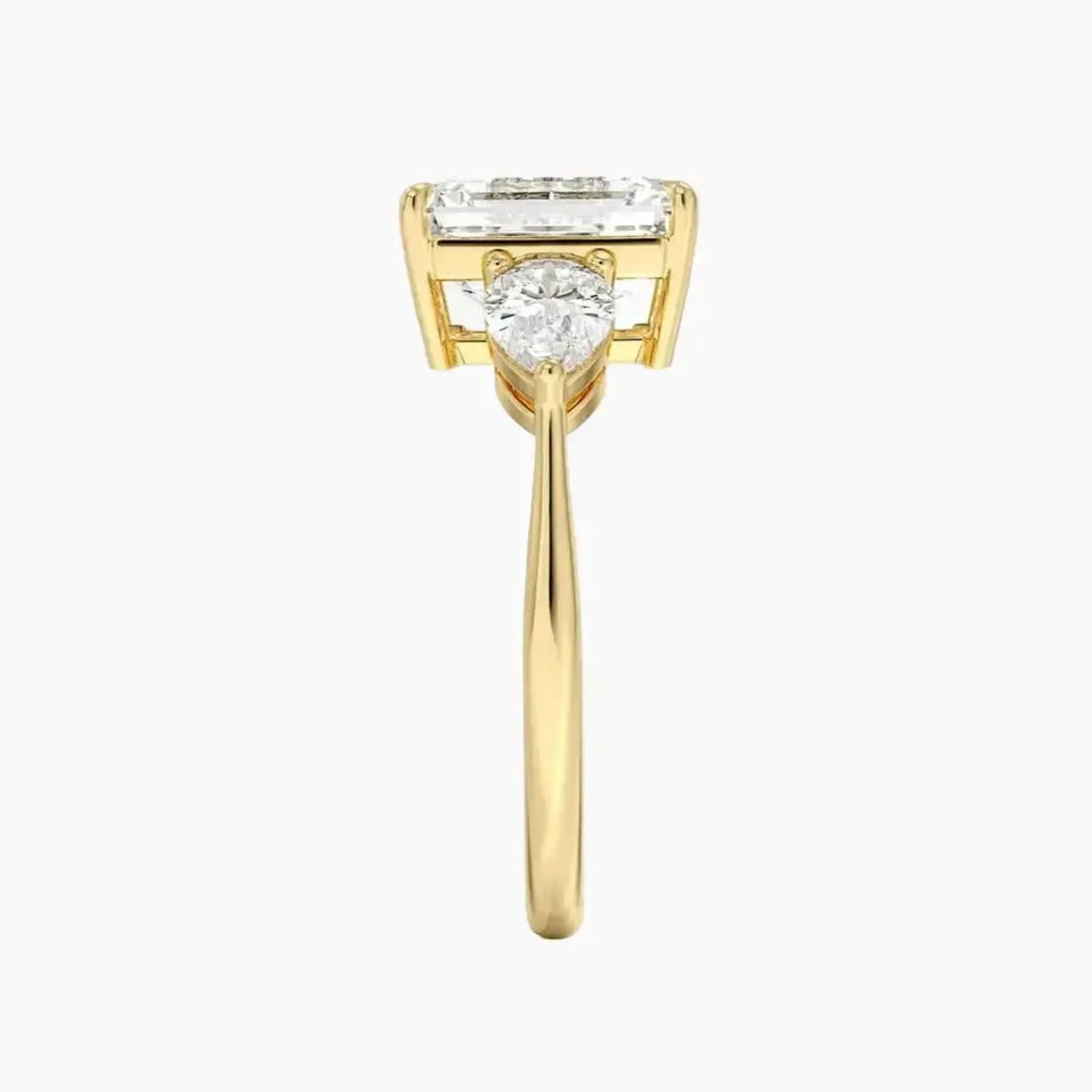 Calliope Emerald Three Stone Diamond Ring Setting in 18K Rose Gold