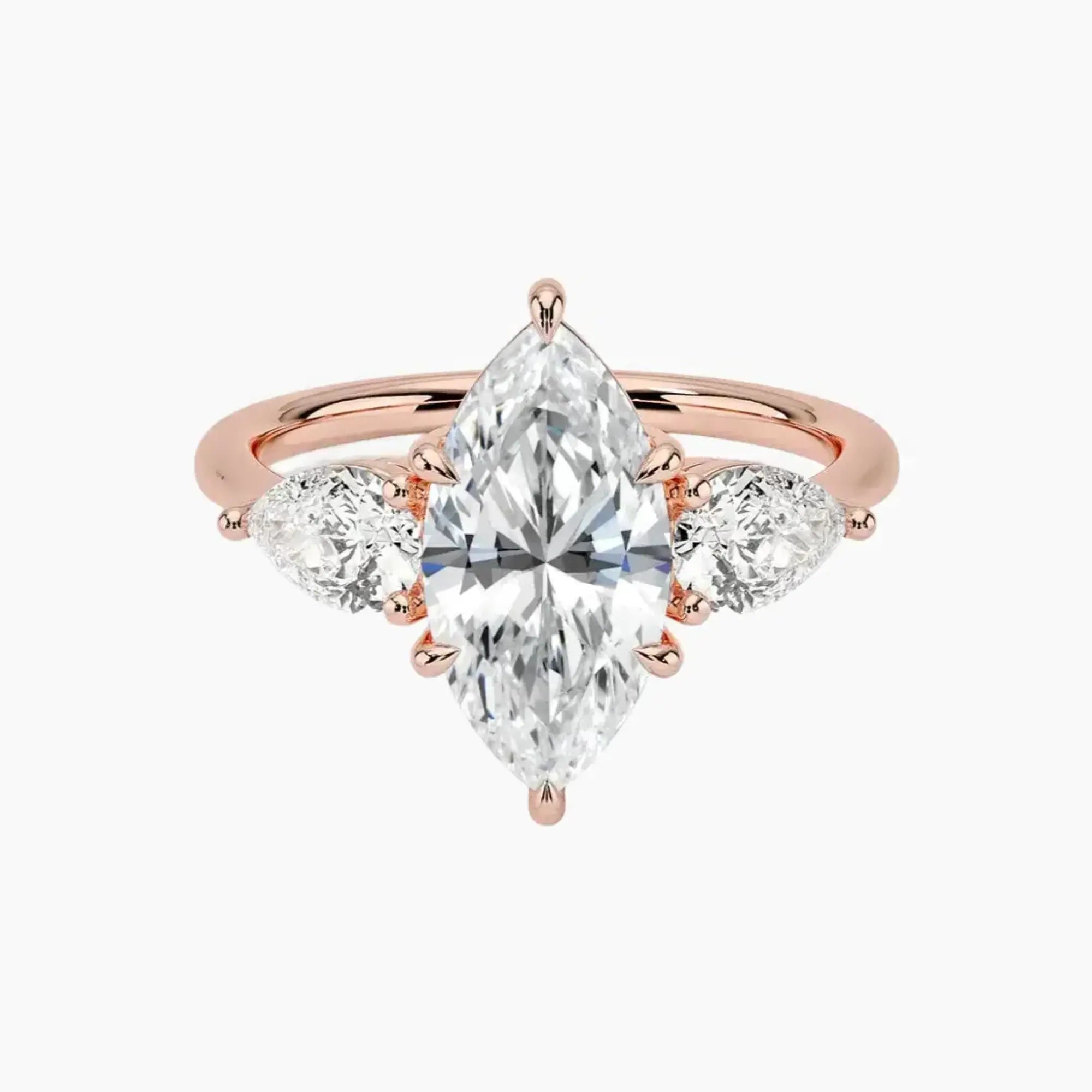 Calliope Marquise Three Stone 2 Carat Lab Grown Diamond Engagement Ring in 18K Yellow Gold