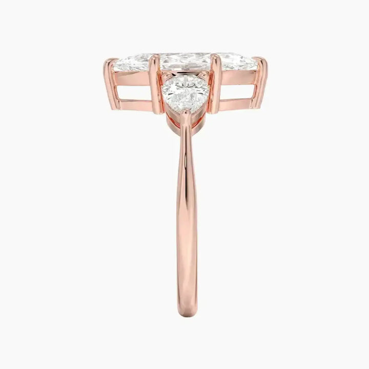Calliope Marquise Three Stone 3 Carat Lab Grown Diamond Engagement Ring in 18K Yellow Gold