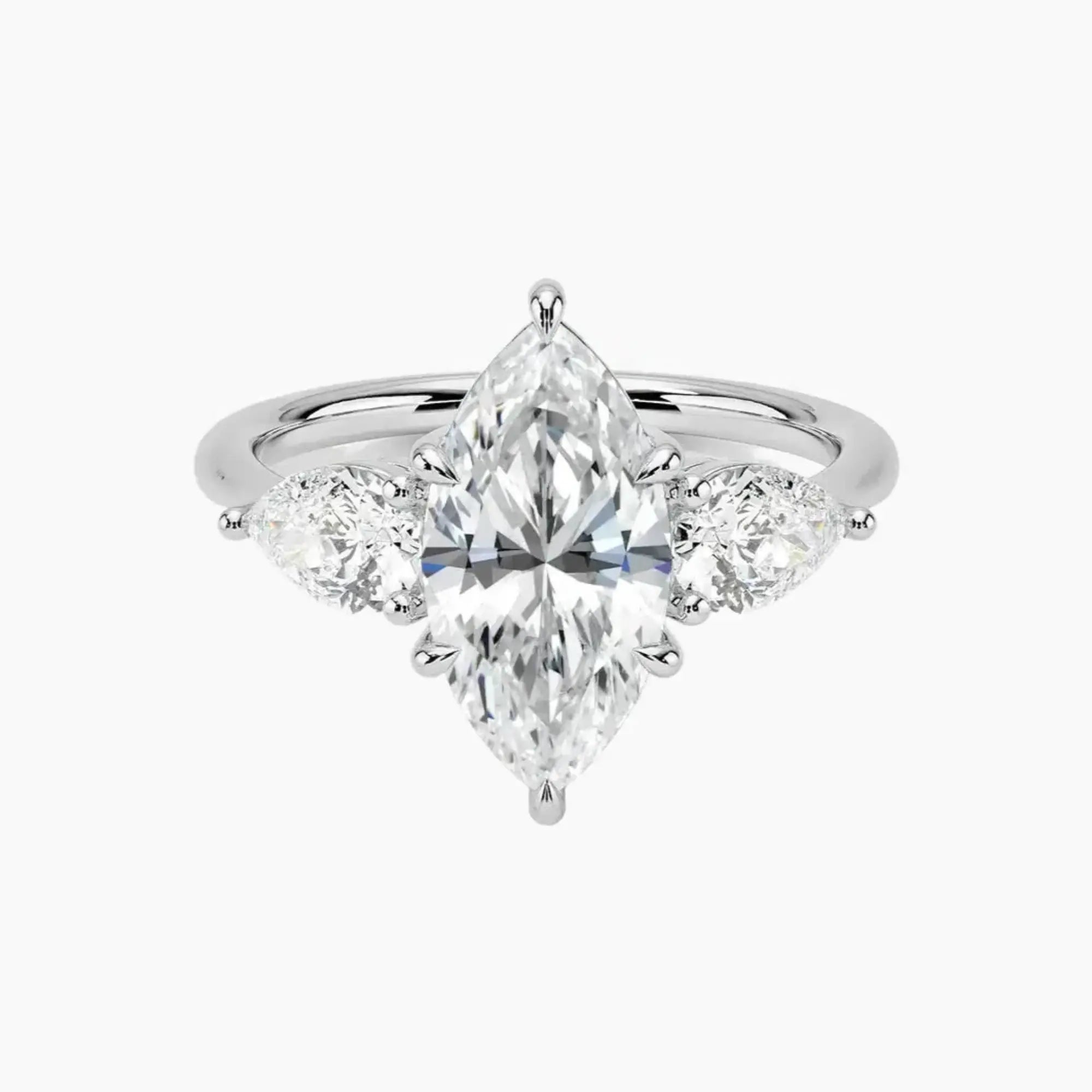 Calliope Marquise Three Stone 2.5 Carat Lab Grown Diamond Engagement Ring in 14K Rose Gold