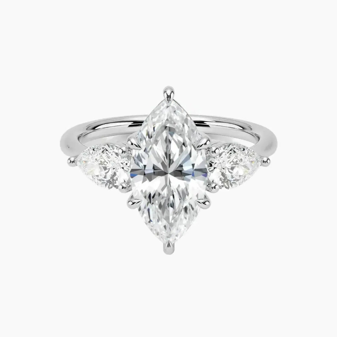 Calliope Marquise Three Stone 2 Carat Lab Grown Diamond Engagement Ring in 18K Yellow Gold
