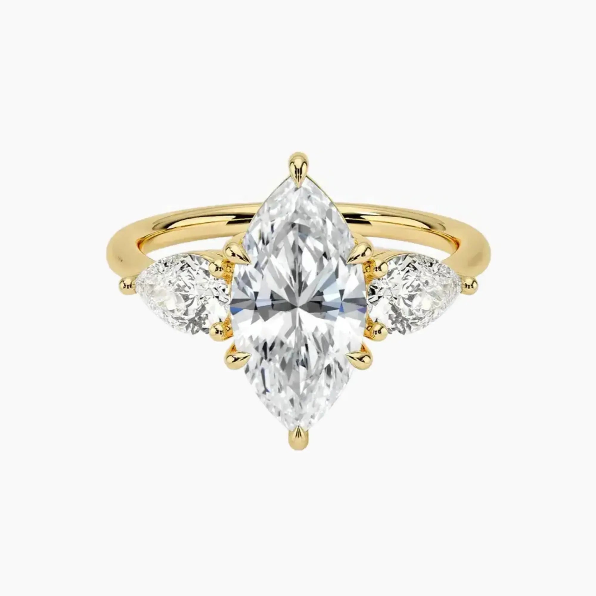 Calliope Marquise Three Stone 2 Carat Lab Grown Diamond Engagement Ring in 18K Rose Gold