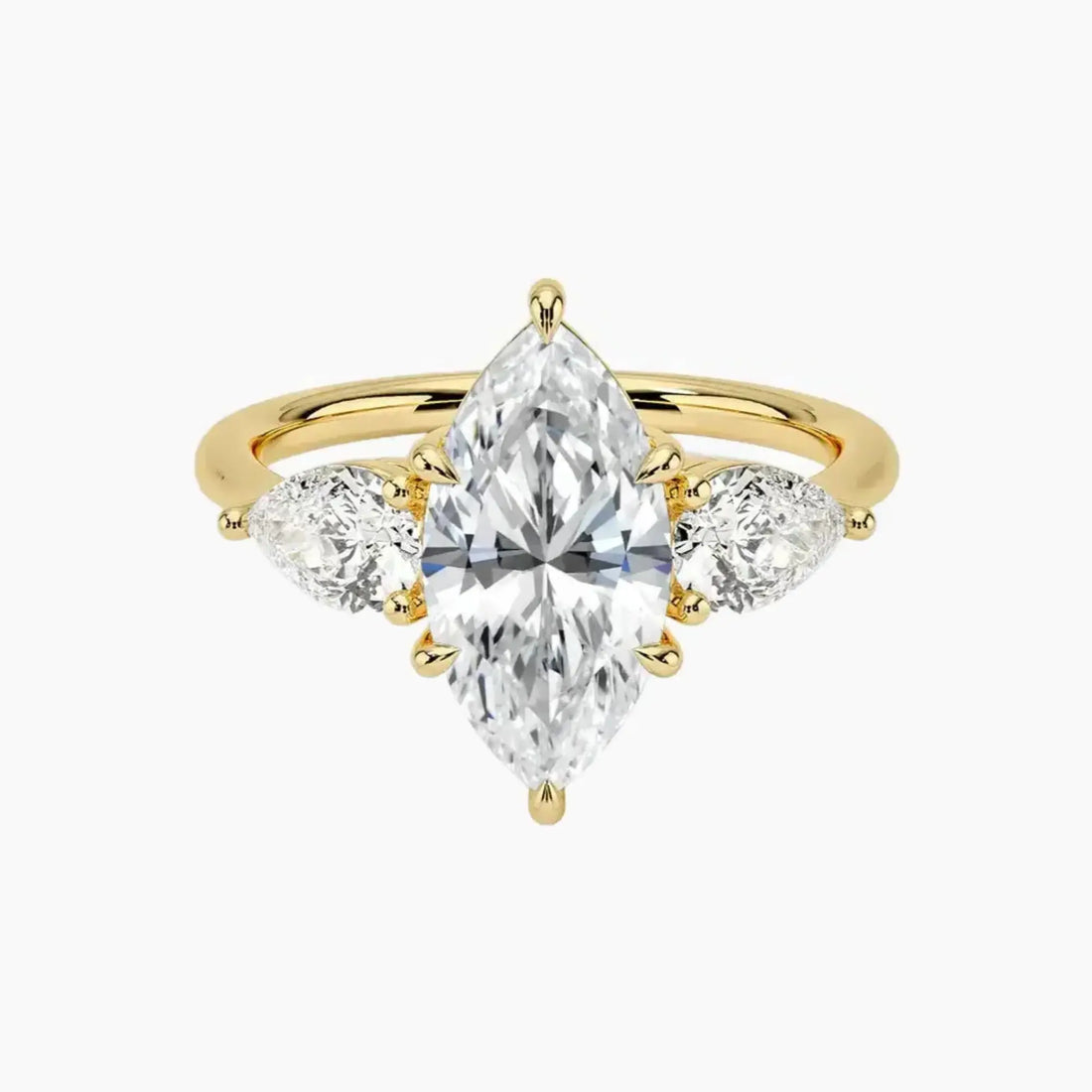 Calliope Marquise Three Stone 2 Carat Lab Grown Diamond Engagement Ring in 18K Rose Gold