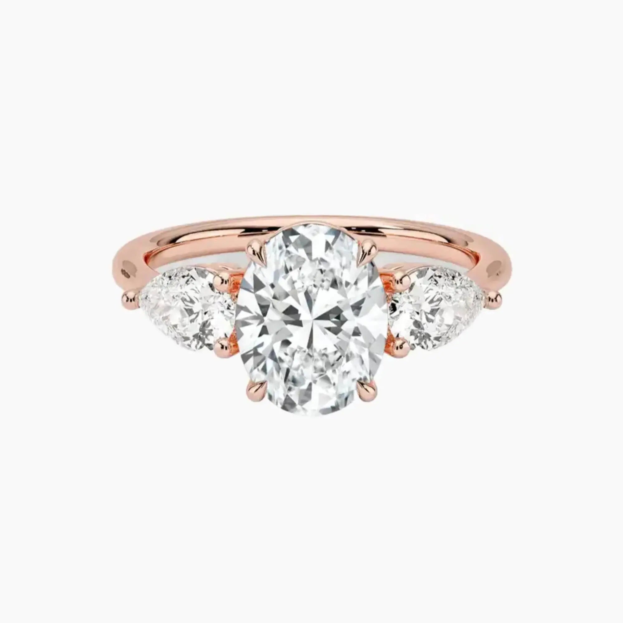 Calliope Oval Three Stone 3 Carat Lab Grown Diamond Engagement Ring in 18K White Gold