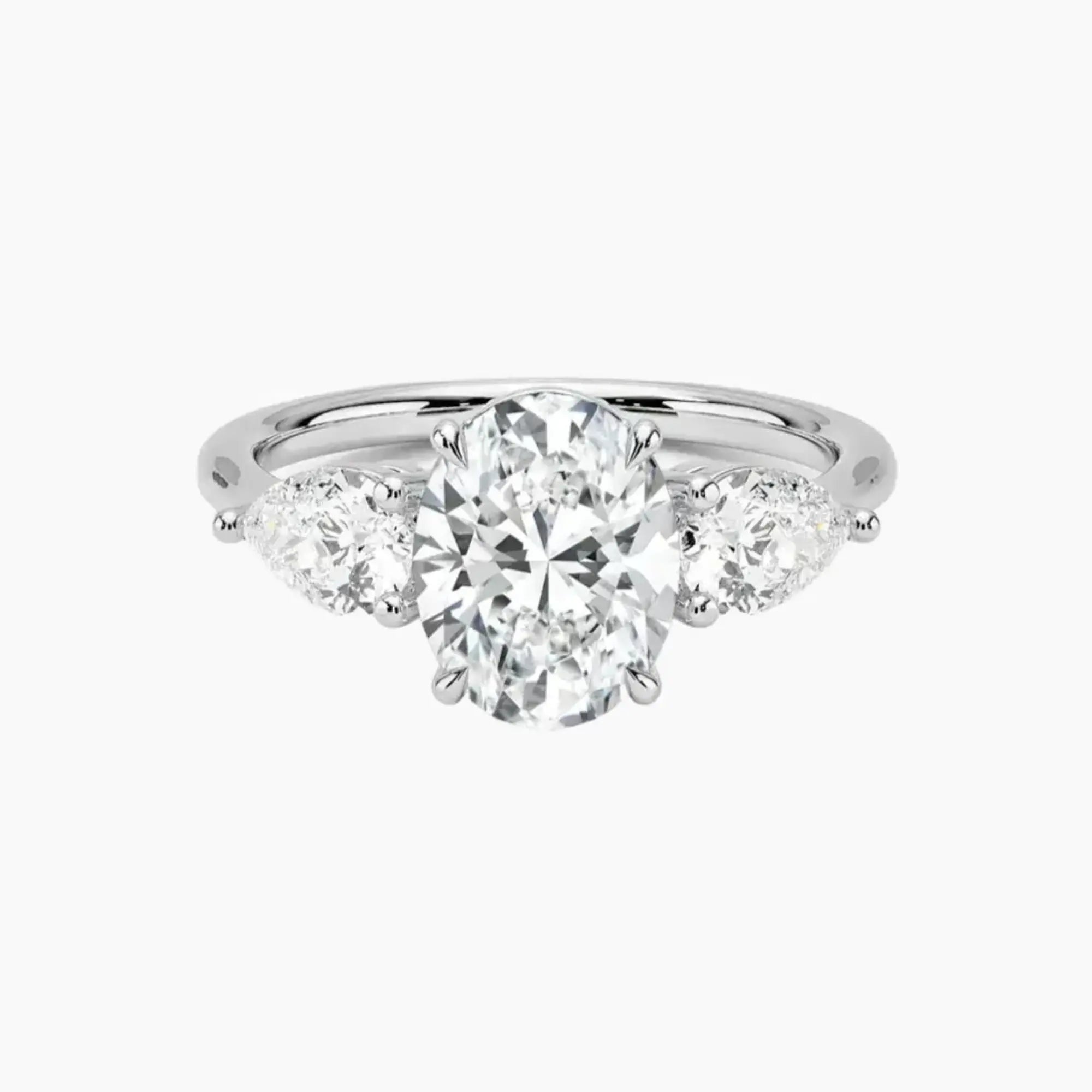 Calliope Oval Three Stone 2.5 Carat Lab Grown Diamond Engagement Ring in 18K White Gold