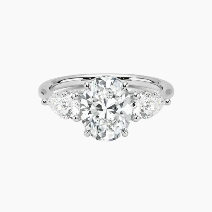 Calliope Oval Three Stone 1 Carat Lab Grown Diamond Engagement Ring in 18K White Gold